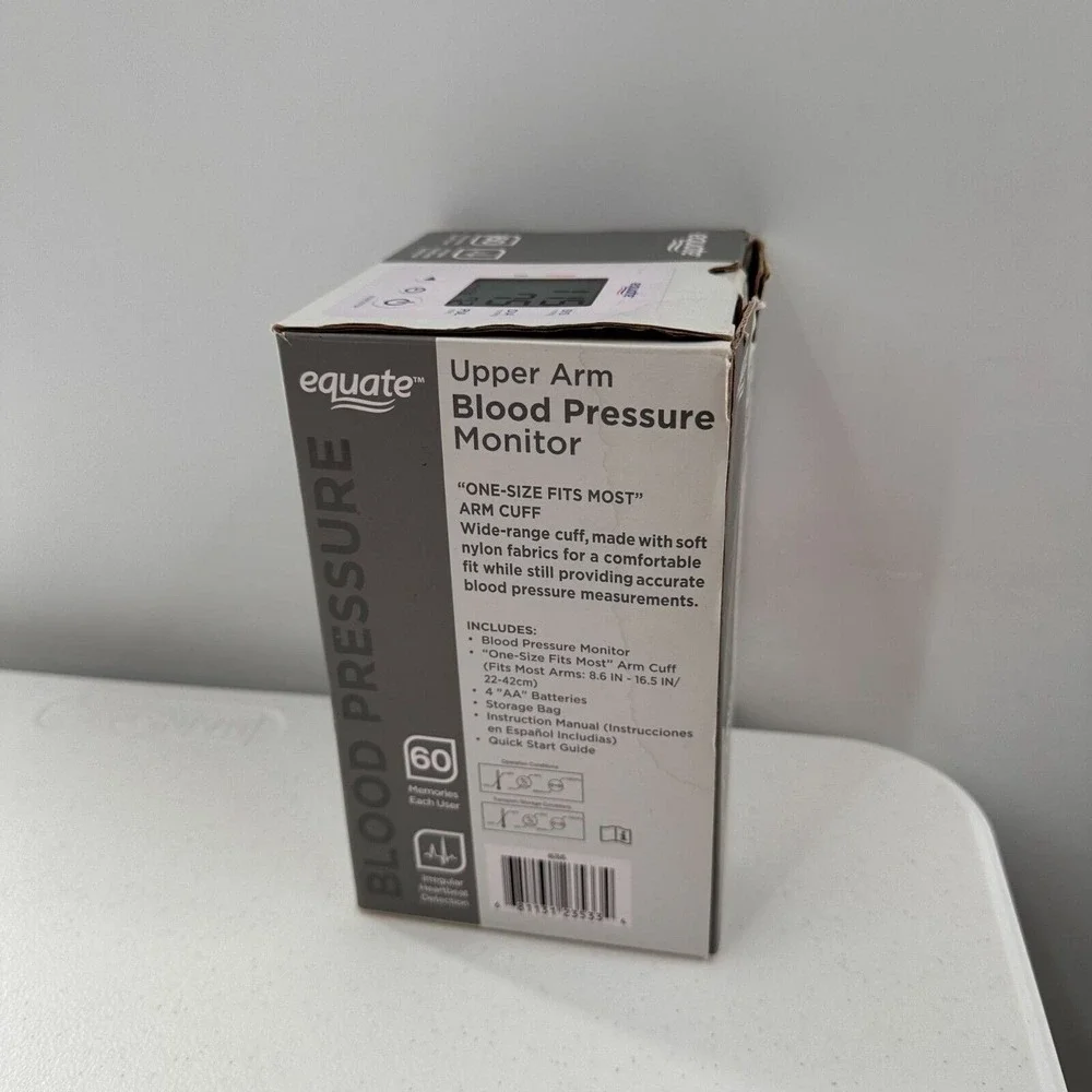 Equate 4000 Series Upper Arm Blood Pressure Monitor One-Touch Operation Wireless